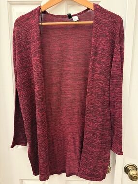 H&M Open-Front Cardigan in Heathered Wine